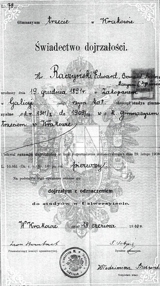 Świadectwo dojrzałości (1910)
