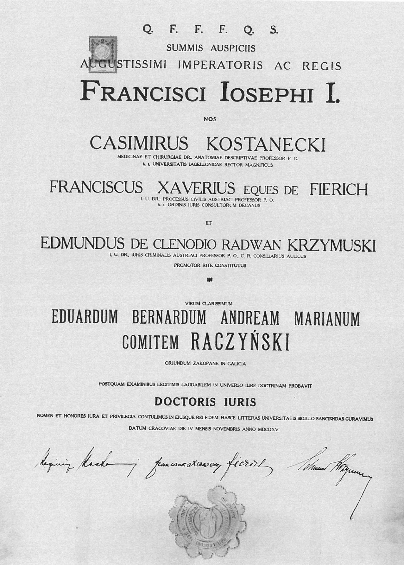 Dyplom doktorski (1915)